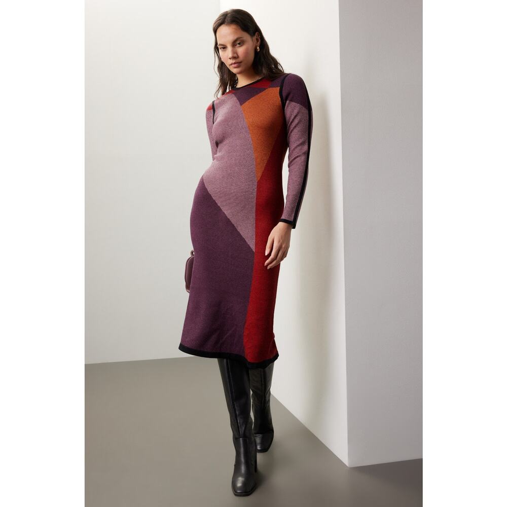 Elegant Multicolor Long Sleeve Mini Dress